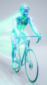 Conceptual 3D illustration of a cyclist motion design
