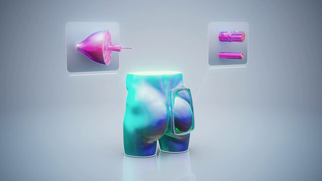 Conceptual 3D illustration of gluteal muscle anatomy