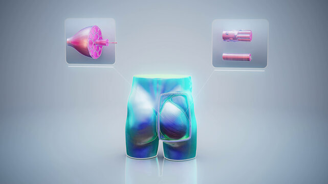 Conceptual 3D illustration of gluteal muscle anatomy