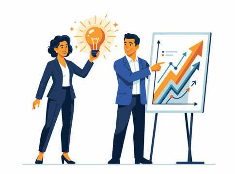 Minimalist Flat Corporate Strategy Brainstorming Characters Graphic Asset