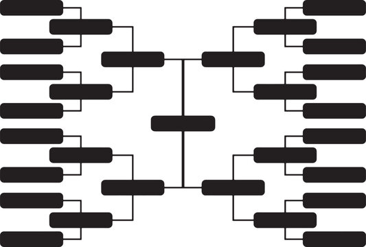 Printable vector illustration of Tournament Bracket Playoff Chart Black and White Vector
