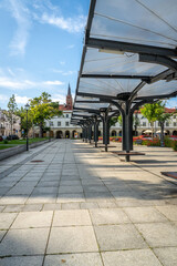 Old Market Square in Łódź with Modern Architecture and Blooming Flower Beds on a Sunny Day © Senatorek