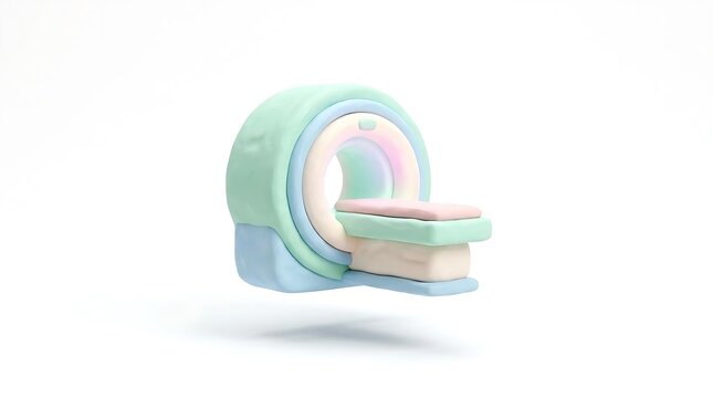 Pastel stylized MRI scanner machine on white background