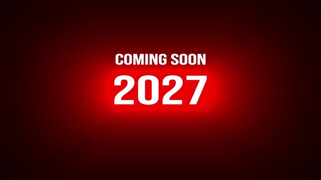 Coming Soon 2027 Red Neon Announcement with Numbers text typography animation