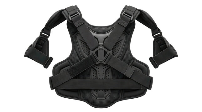 Sports chest guard with adjustable straps and buckles detailed protective gear on transparent background protector body