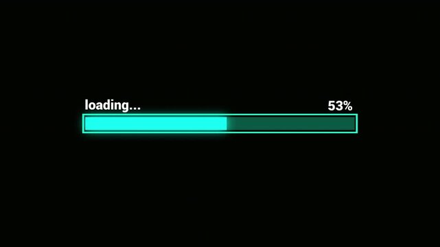 game loading screen ,dot characters progress bar,complete,loading,100% abstract loading bar animation transparent background in 4k video.