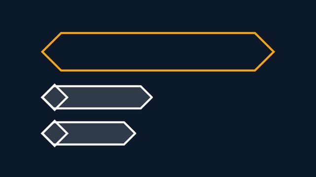 Animated quiz question and multiple choice option boxes on dark blue background. Minimalist lower third UI layout template for trivia and game show.