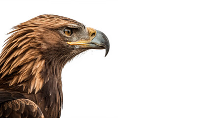 Detailed majestic profile portrait of wild golden eagle bird isolated on transparent background © PNG_MEGAStock