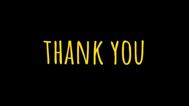 A simple yellow handwritten style thank you text on a black background.