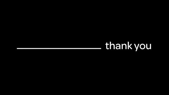 Minimalist thank you text design with a simple horizontal line on black background.