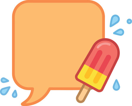 Vibrant Summer Communication Graphic with Speech Bubbles and a Melting Popsicle, Ideal for Copy Space.