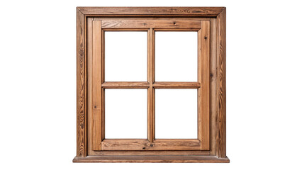 Obraz premium Classic square wooden window frame structure architectural detail object isolated on transparent background