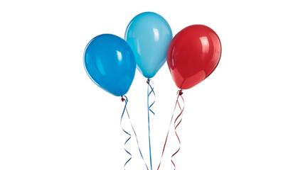 Three bright helium balloons in blue and red colors isolated on transparent background © Harry