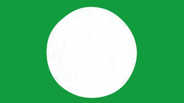 Hand Drawn White Solid Circle Animated Shape Overlay on Green Screen