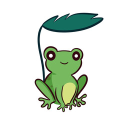 Fototapeta premium cute frog banana leaf ilustration