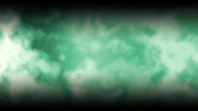 Abstract green smoke or mist moving softly across a dark vignette frame