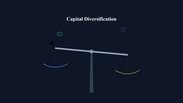 Capital Diversification Concept Animation with Balance Scale and Icons