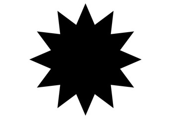 Fototapeta premium Black Starburst Badge Shape Silhouette Isolated White