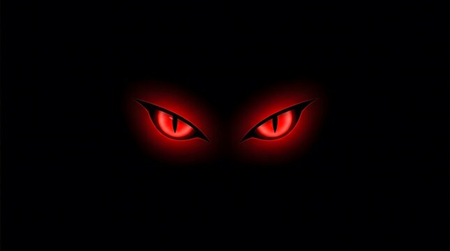 Spooky glowing red eyes emerging from darkness for a scary happy halloween theme background design
