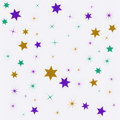 Colorful stars confetti pattern in purple green and gold for mardi gras celebration design Vector © Team