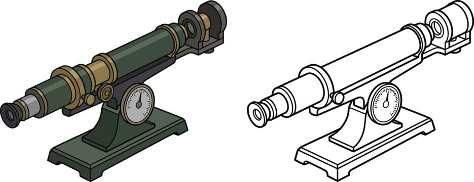 Vintage spectroscope illustration scientific instrument for optical analysis isolated on white background for educational or historical projects