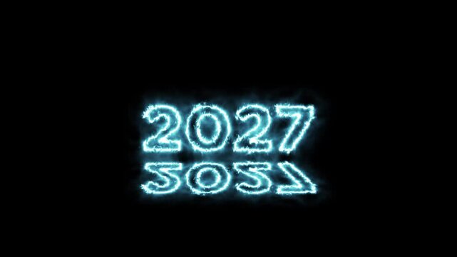 Video animation of an abstract fire with the year 2027 - represents the new year - happy new year concept.