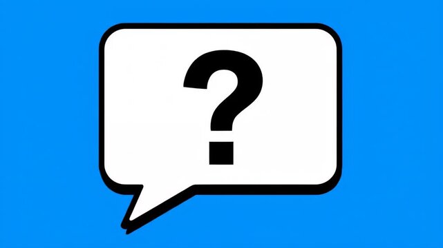 Blue background with white question mark dialog box, blue background with question mark dialogue