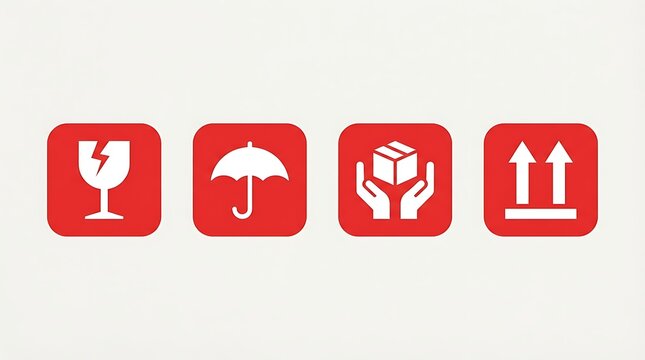 Packaging Handling Symbols Red Icons