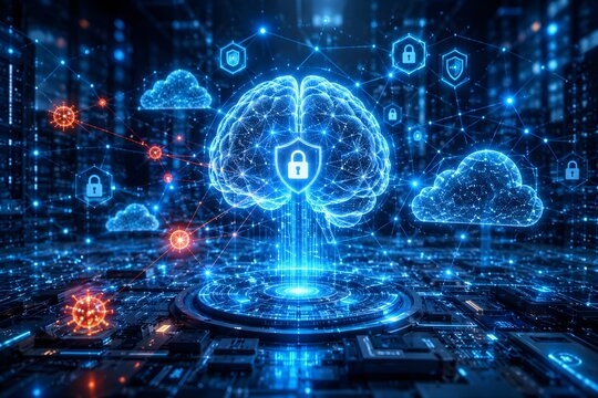 Artificial Intelligence Cyber Defense System Analyzing Global Digital Threats