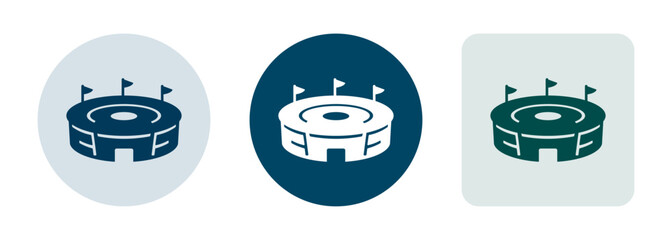 Modern football stadium icon representing sports arena competition and championship events © Alla Studio