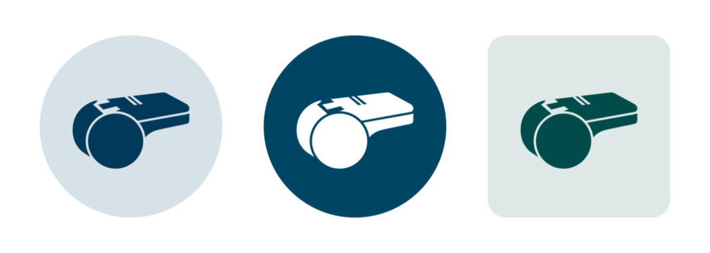 Modern football whistle icon representing referee equipment game control and supervision