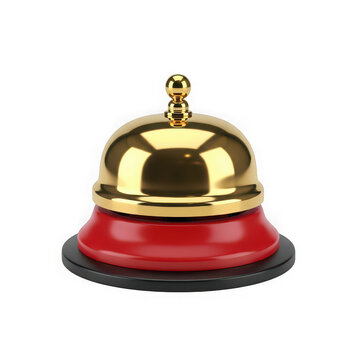 Golden reception bell icon isolated on transparent background cutout