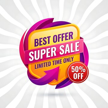 Best offer super sale banner design with 50 percent discount