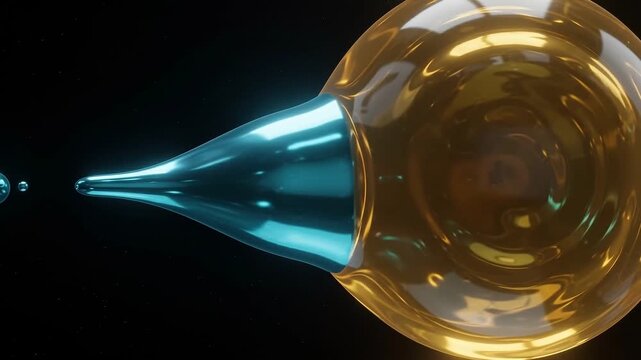 Glowing elegant sperm cell fertilizing a large radiant egg cell and triggering a burst of light in a highly detailed microscopic biology and reproduction science concept