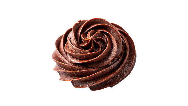 Delicious chocolate cupcake swirl frosting dessert isolated on transparent background cut out