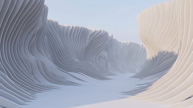 Abstract parametric canyon architecture design white wall curves with parametric architecture abstract structure futuristic geometric artistic