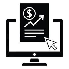 Obraz premium Computer screen with financial report icon and cursor