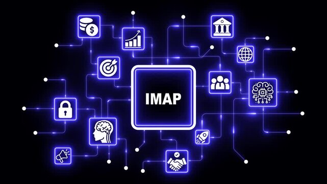 Imap digital network concept with glowing business and data connectivity animation technology