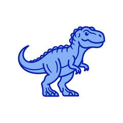 Fototapeta premium Blue Dinosaur Outline Icon Vector Illustration of a Friendly Prehistoric Creature Isolated Character