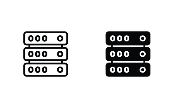 Data server rack icon vector set with computer