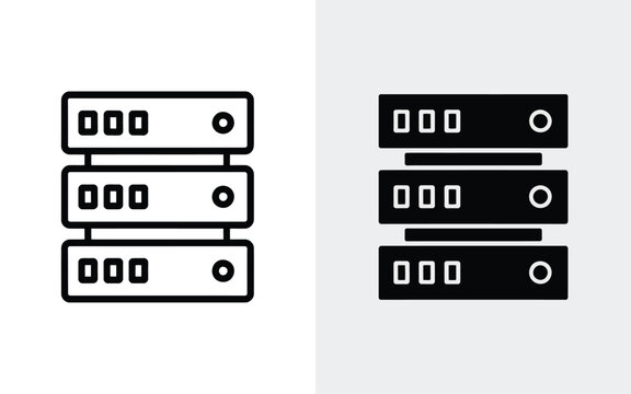 Database server unit icon vector set with database