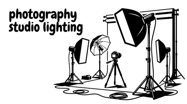 photography studio lighting equipment featuring softboxes beauty dishes umbrella reflectors LED panel lights studio strobes light stands boom arms and wireless trigger set for portrait