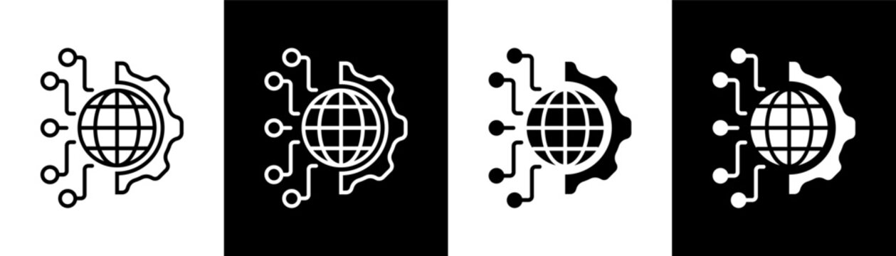 Digital Transformationn white and black icon set design