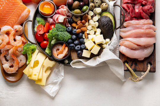  Healthy eating and balanced food concept. Keto and low carb diet