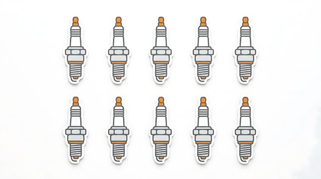 Automotive spark plug icon pattern on white.