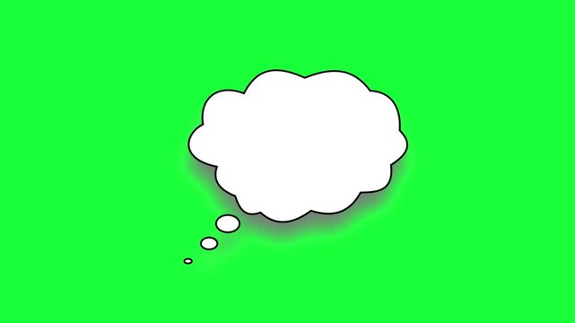 Blank white thought bubble isolated on a bright green background