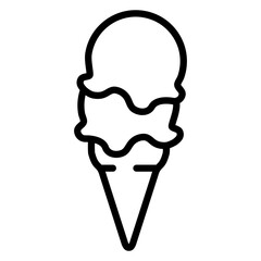 Obraz na płótnie Canvas Logo ice cream. Icono con dibujo sencillo con líneas de un cono de waffle con 2 bolas de helado