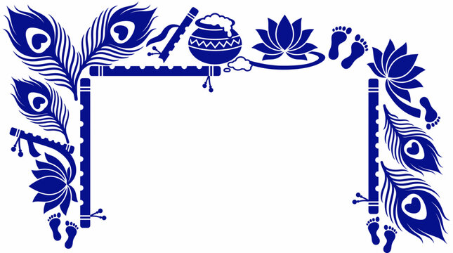 Krishna Janmashtami Corner Border Frame - Vector Illustration