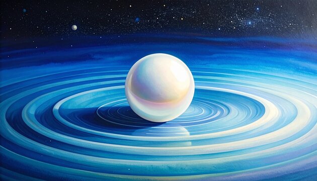 Mysterious glowing planet in deep space with gravitational waves.