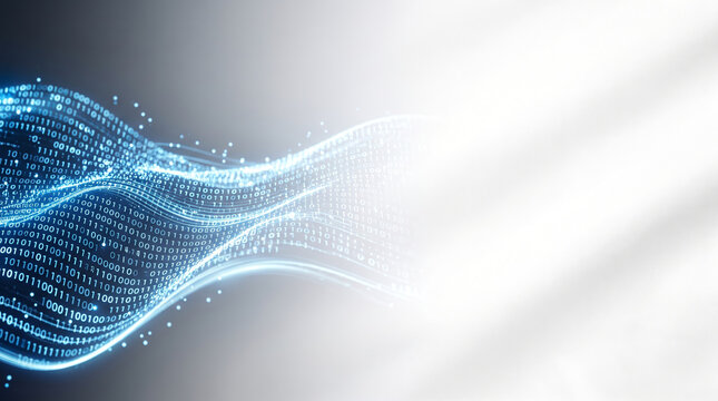 Digital Wave of Binary Code in Abstract Background